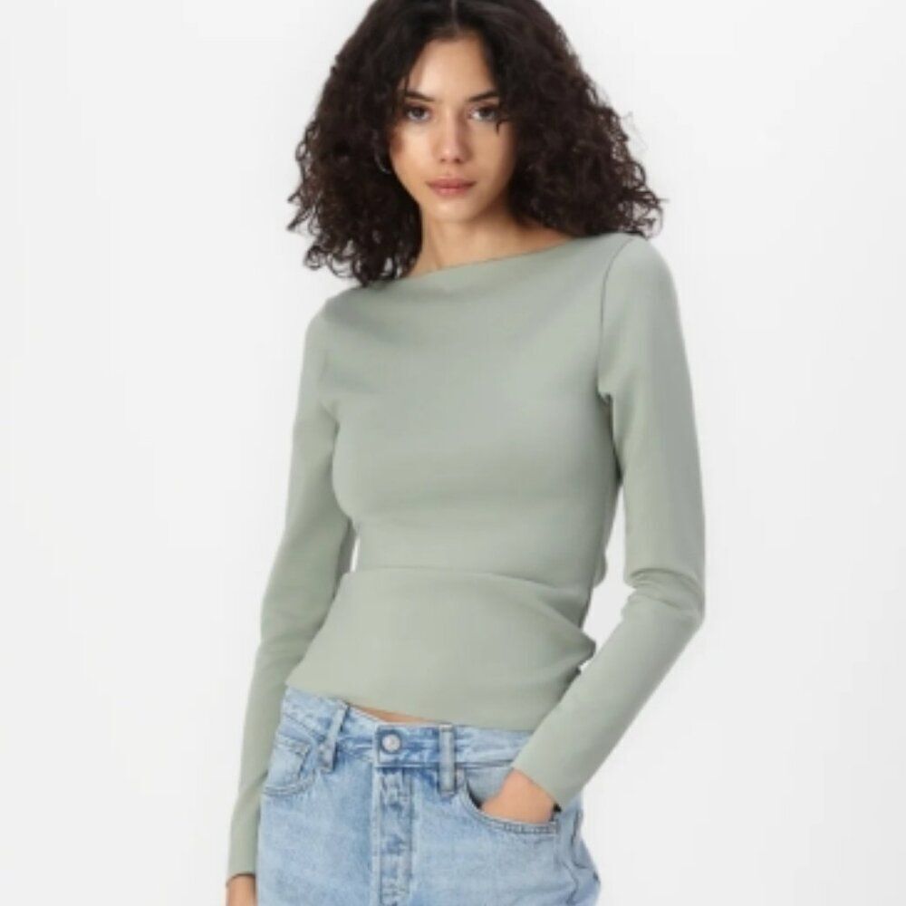 Abercrombie & Fitch Long Sleeve Sculpt Matte Fabric Tuckable Slash Top in M